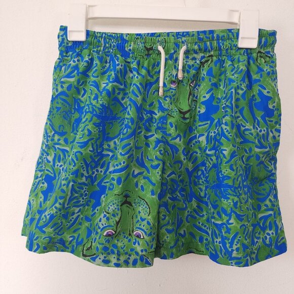 Ferdinando Fusco Mens Swimsuit Shorts Green Blue Tiger Made in Italy Small - Picture 1 of 8